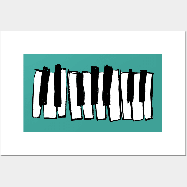 Hand Drawn: Minimalistic Piano Keys Wall Art by badlydrawnbabe